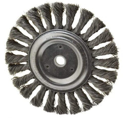 Anderson - 6" OD, 1/2" Arbor Hole, Knotted Steel Wheel Brush - 1/2" Face Width, 1-7/16" Trim Length, 0.0118" Filament Diam, 9,000 RPM - Americas Industrial Supply