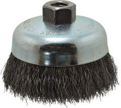 Anderson - 4" Diam, 5/8-11 Threaded Arbor, Steel Fill Cup Brush - 0.0118 Wire Diam, 7/8" Trim Length, 9,000 Max RPM - Americas Industrial Supply