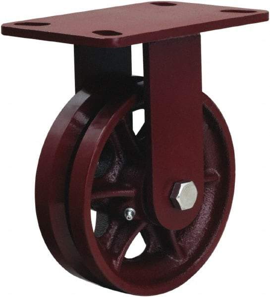 Hamilton - 6" Diam x 2" Wide, Iron Rigid Caster - 1,000 Lb Capacity, Top Plate Mount, 4-1/2" x 6-1/2" Plate, Straight Roller Bearing - Americas Industrial Supply