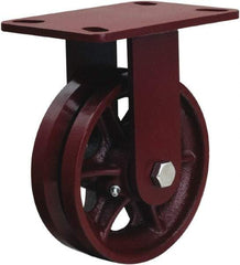 Hamilton - 6" Diam x 2" Wide, Iron Rigid Caster - 1,000 Lb Capacity, Top Plate Mount, 4-1/2" x 6-1/2" Plate, Straight Roller Bearing - Americas Industrial Supply