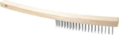 Value Collection - 3 Rows x 19 Columns Bent Handle Scratch Brush - 14" OAL, 1-1/8" Trim Length, Wood Curved Handle - Americas Industrial Supply