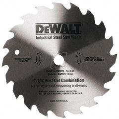 DeWALT - 7-1/4" Diam, 5/8" Arbor Hole Diam, 140 Tooth Wet & Dry Cut Saw Blade - Steel, Smooth Action, Standard Round Arbor - Americas Industrial Supply