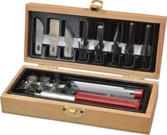 Excel - Woodworking Set - 13 Pieces, Includes Wooden Boxed Knife Set 1 Knife, 14 Blades - Americas Industrial Supply