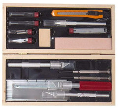 Excel - Hobby Knife Set - 17 Pieces, Includes Deluxe Large Wooden Chest Boxed - Americas Industrial Supply