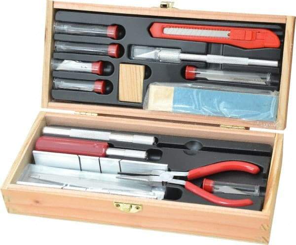 Excel - Ship Modeler's Tool Set - 32 Pieces, Includes Deluxe Large Wooden Chest Boxed - Americas Industrial Supply