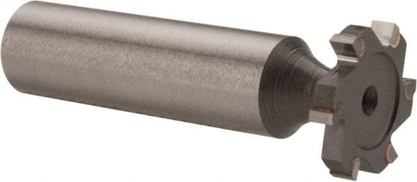 Made in USA - 3/4" Diam x 1/8" Face Width, Carbide-Tipped, 6 Teeth, Shank Connection Woodruff Keyseat Cutter - Uncoated, 2-1/8" OAL x 1/2" Shank, Straight Teeth, ANSI 406, Old Standard 7 - Americas Industrial Supply