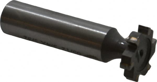 Made in USA - 3/4" Diam x 5/32" Face Width, Carbide-Tipped, 6 Teeth, Shank Connection Woodruff Keyseat Cutter - Uncoated, 2-5/32" OAL x 1/2" Shank, Straight Teeth, ANSI 506, Old Standard 8 - Americas Industrial Supply