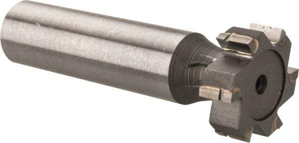 Made in USA - 3/4" Diam x 1/4" Face Width, Carbide-Tipped, 6 Teeth, Shank Connection Woodruff Keyseat Cutter - Uncoated, 2-1/4" OAL x 1/2" Shank, Straight Teeth, ANSI 806, Old Standard 91 - Americas Industrial Supply