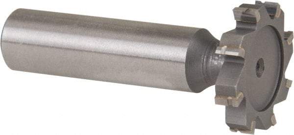 Made in USA - 1" Diam x 3/16" Face Width, Carbide-Tipped, 8 Teeth, Shank Connection Woodruff Keyseat Cutter - Uncoated, 2-3/16" OAL x 1/2" Shank, Straight Teeth, ANSI 608, Old Standard 13 - Americas Industrial Supply