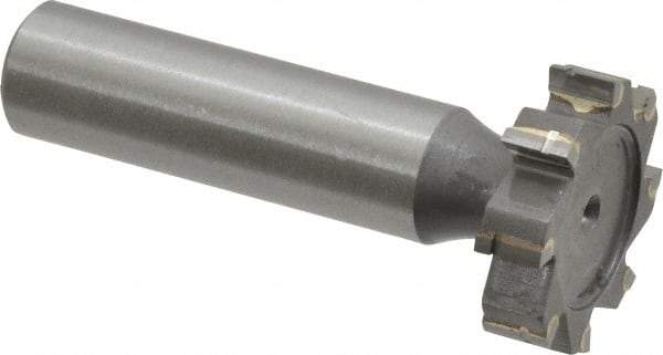 Made in USA - 1" Diam x 1/4" Face Width, Carbide-Tipped, 8 Teeth, Shank Connection Woodruff Keyseat Cutter - Uncoated, 2-1/4" OAL x 1/2" Shank, Straight Teeth, ANSI 808, Old Standard 15 - Americas Industrial Supply