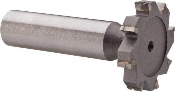 Made in USA - 1-1/8" Diam x 3/16" Face Width, Carbide-Tipped, 8 Teeth, Shank Connection Woodruff Keyseat Cutter - Uncoated, 2-3/16" OAL x 1/2" Shank, Straight Teeth, ANSI 609, Old Standard 16 - Americas Industrial Supply