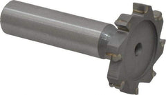 Made in USA - 1-1/4" Diam x 3/16" Face Width, Carbide-Tipped, 8 Teeth, Shank Connection Woodruff Keyseat Cutter - Uncoated, 2-3/16" OAL x 1/2" Shank, Straight Teeth, ANSI 610, Old Standard 19 - Americas Industrial Supply