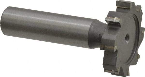 Made in USA - 1-1/4" Diam x 1/4" Face Width, Carbide-Tipped, 8 Teeth, Shank Connection Woodruff Keyseat Cutter - Uncoated, 2-1/4" OAL x 1/2" Shank, Straight Teeth, ANSI 810, Old Standard 21 - Americas Industrial Supply