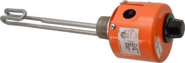 Value Collection - 1 Element, 9.06" Immersion Length, Standard Housing, Stainless Steel Pipe Plug Immersion Heater - 1 Phase, 240 Volt, 1,500 Watt, 68 Watts/Sq In, Stainless Steel Plug - Americas Industrial Supply