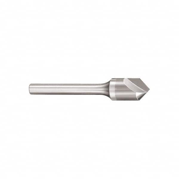 SGS - 1/2" Head Diam, 1/4" Shank Diam, 1 Flute 60° Solid Carbide Countersink - Americas Industrial Supply