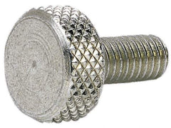 Electro Hardware - M4x0.70 Knurled Shoulderless Grade 303 Stainless Steel Thumb Screw - 18mm OAL, 10mm Head Diam x 5mm Head Height, Uncoated - Americas Industrial Supply