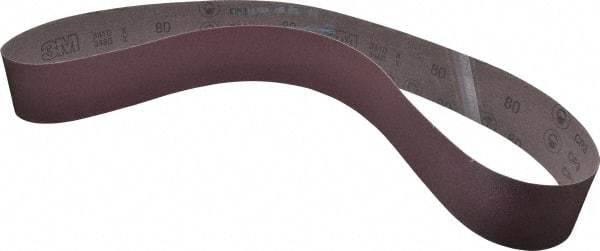 3M - 3" Wide x 60" OAL, 80 Grit, Aluminum Oxide Abrasive Belt - Aluminum Oxide, Medium, Coated, X Weighted Cloth Backing, Series 341D - Americas Industrial Supply