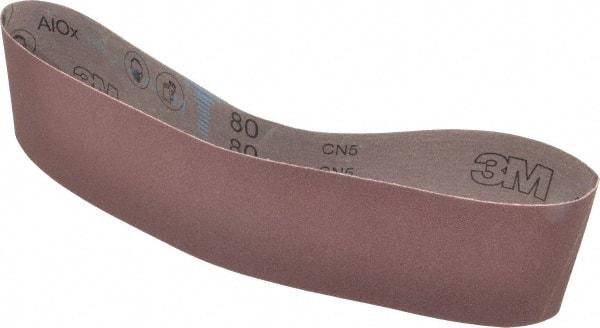 3M - 4" Wide x 36" OAL, 80 Grit, Aluminum Oxide Abrasive Belt - Aluminum Oxide, Medium, Coated, X Weighted Cloth Backing, Series 340D - Americas Industrial Supply