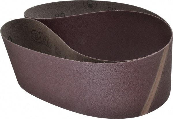 3M - 4" Wide x 52-1/2" OAL, 80 Grit, Aluminum Oxide Abrasive Belt - Aluminum Oxide, Medium, Coated, X Weighted Cloth Backing, Series 341D - Americas Industrial Supply