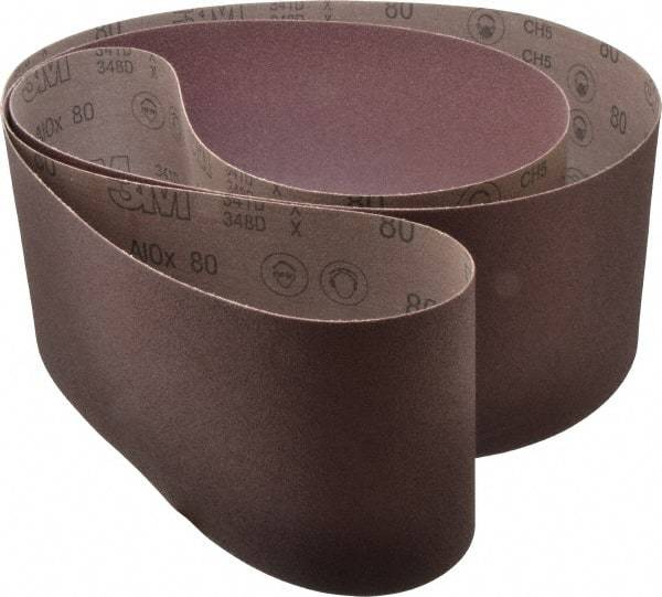 3M - 6" Wide x 108" OAL, 80 Grit, Aluminum Oxide Abrasive Belt - Aluminum Oxide, Medium, Coated, X Weighted Cloth Backing, Series 341D - Americas Industrial Supply