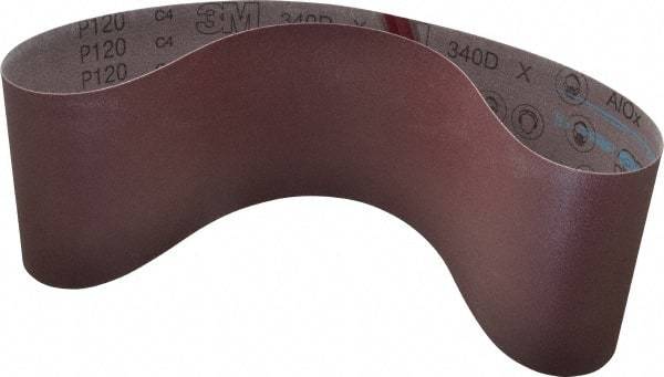 3M - 6" Wide x 48" OAL, 120 Grit, Aluminum Oxide Abrasive Belt - Aluminum Oxide, Fine, Coated, X Weighted Cloth Backing, Series 340D - Americas Industrial Supply