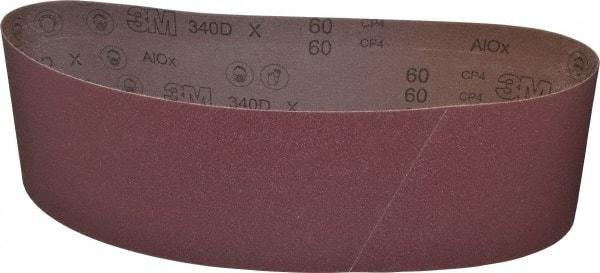 3M - 6" Wide x 48" OAL, 60 Grit, Aluminum Oxide Abrasive Belt - Aluminum Oxide, Medium, Coated, X Weighted Cloth Backing, Series 340D - Americas Industrial Supply
