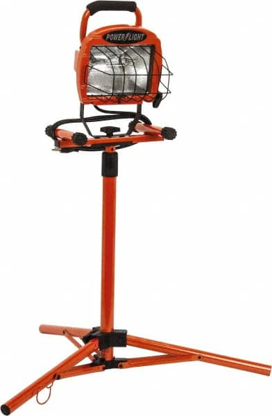 Southwire - 110 VAC, 500 Watt, Electric, Halogen Portable Tripod Work Light - 6' Cord, 1 Head, 66" High - Americas Industrial Supply