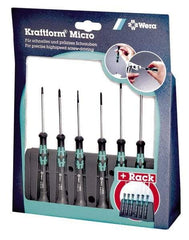 Wera - 6 Piece Phillips & Slotted Screwdriver Set - Round Shank, Ergonomic Handle, Bit Sizes: Philips #0 & #1 - Americas Industrial Supply