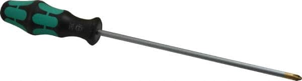 Wera - #2, 12" OAL, Standard Phillips Screwdriver - 8" Blade Length, Round Shank, Ergonomic Handle - Americas Industrial Supply