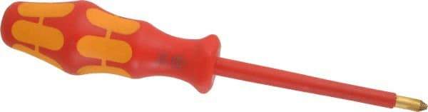 Wera - #2, 8" OAL, Insulated Phillips Screwdriver - 4" Blade Length, Round Shank, Ergonomic Handle - Americas Industrial Supply