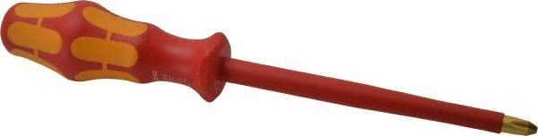 Wera - #3, 10-5/16" OAL, Insulated Phillips Screwdriver - 6" Blade Length, Round Shank, Ergonomic Handle - Americas Industrial Supply