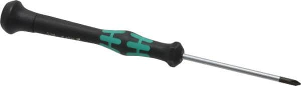 Wera - #0, 6-1/8" OAL, Electronic/Electrostatic Phillips Screwdriver - 2-3/8" Blade Length, Round Shank, Ergonomic Handle - Americas Industrial Supply