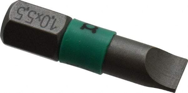 Wera - 0.216" Slotted Screwdriver Bit - 1/4" Hex Drive, 1" OAL - Americas Industrial Supply