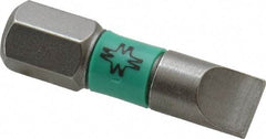 Wera - 1/4" Slotted Screwdriver Bit - 1/4" Hex Drive, 1" OAL - Americas Industrial Supply