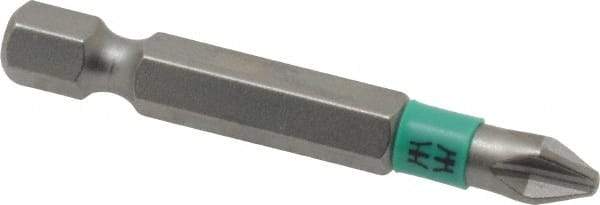 Wera - #2 Phillips Screwdriver Bit - 1/4" Hex Drive, 2" OAL - Americas Industrial Supply