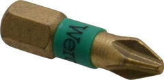 Wera - #2 Phillips Screwdriver Bit - 1/4" Hex Drive, 1" OAL - Americas Industrial Supply