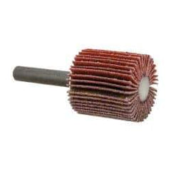 3M - 1" Diam x 1" Face Width, Fine Ceramic Alumina Coated Mounted Flap Wheel - 1/4" Shank Mount, 120 Grit, X Weighted Cloth Backing, 30,000 Max RPM - Americas Industrial Supply