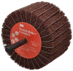 3M - 3" Diam x 1-3/4" Face Width, Medium Aluminum Oxide Coated Mounted Flap Wheel - 1/4" Shank Mount, 80 Grit, X Weighted Backing, 7,500 Max RPM - Americas Industrial Supply