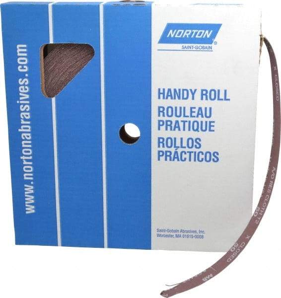 Norton - 1" x 50 Yd 50 Grit Aluminum Oxide Cloth Roll - Coarse Grade, J Weighted Backing - Americas Industrial Supply