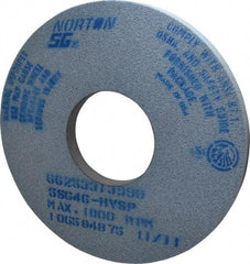 Norton - 14" Diam x 5" Hole x 1" Thick, H Hardness, 46 Grit Surface Grinding Wheel - Ceramic, Type 1, Coarse Grade, 2,320 Max RPM, Vitrified Bond, No Recess - Americas Industrial Supply
