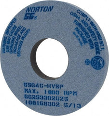 Norton - 14" Diam x 5" Hole x 1-1/2" Thick, H Hardness, 46 Grit Surface Grinding Wheel - Ceramic, Type 1, Coarse Grade, 1,800 Max RPM, Vitrified Bond, No Recess - Americas Industrial Supply