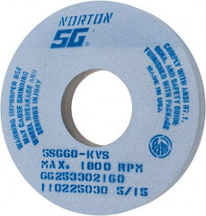 Norton - 14" Diam x 5" Hole x 1-1/2" Thick, K Hardness, 60 Grit Surface Grinding Wheel - Ceramic, Type 1, Medium Grade, 1,800 Max RPM, Vitrified Bond, No Recess - Americas Industrial Supply
