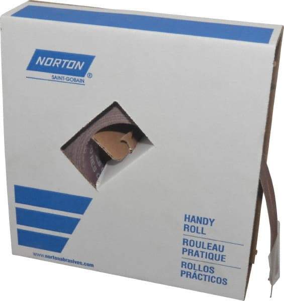 Norton - 1-1/2" x 50 Yd 180 Grit Aluminum Oxide Cloth Roll - Very Fine Grade, J Weighted Backing - Americas Industrial Supply
