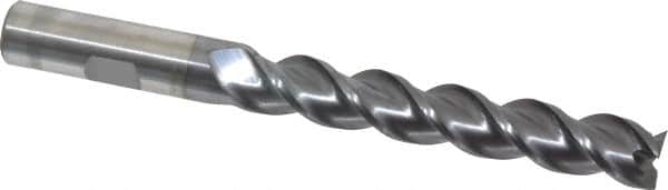 Cleveland - 1/2", 3" LOC, 1/2" Shank Diam, 5" OAL, 3 Flute, Powdered Metal Square End Mill - Single End, TiCN Finish, Spiral Flute, 42° Helix, Centercutting, Right Hand Cut, Right Hand Flute, Series PM-539R - Americas Industrial Supply