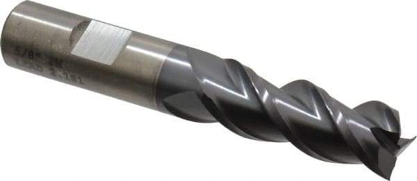 Cleveland - 5/8", 1-5/8" LOC, 5/8" Shank Diam, 3-7/8" OAL, 3 Flute, Powdered Metal Square End Mill - Single End, TiCN Finish, Spiral Flute, 42° Helix, Centercutting, Right Hand Cut, Right Hand Flute, Series PM-539R - Americas Industrial Supply