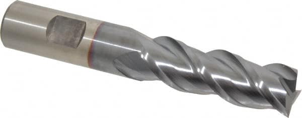Cleveland - 3/4", 2-1/4" LOC, 3/4" Shank Diam, 4-1/2" OAL, 3 Flute, Powdered Metal Square End Mill - Single End, TiCN Finish, Spiral Flute, 42° Helix, Centercutting, Right Hand Cut, Right Hand Flute, Series PM-539R - Americas Industrial Supply