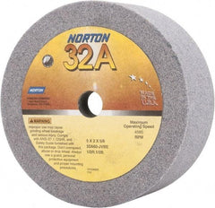 Norton - 5" Diam, 5/8" Hole Size, 2" Overall Thickness, 60 Grit, Type 6 Tool & Cutter Grinding Wheel - Medium Grade, Aluminum Oxide, J Hardness, Vitrified Bond, 4,585 RPM - Americas Industrial Supply