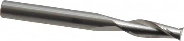 RobbJack - 1/4", 3/4" LOC, 1/4" Shank Diam, 2-1/2" OAL, 2 Flute, Solid Carbide Square End Mill - Single End, Uncoated, Spiral Flute, 30° Helix, Centercutting, Right Hand Cut, Right Hand Flute, Series C1-201 - Americas Industrial Supply