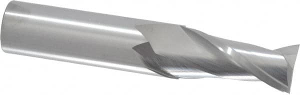 RobbJack - 3/4", 1-1/2" LOC, 3/4" Shank Diam, 4" OAL, 2 Flute, Solid Carbide Square End Mill - Single End, Uncoated, Spiral Flute, 30° Helix, Centercutting, Right Hand Cut, Right Hand Flute, Series C1-201 - Americas Industrial Supply