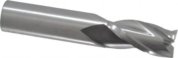 RobbJack - 3/4", 1-1/2" LOC, 3/4" Shank Diam, 4" OAL, 3 Flute, Solid Carbide Square End Mill - Single End, Uncoated, Spiral Flute, 30° Helix, Centercutting, Right Hand Cut, Right Hand Flute, Series C1-301 - Americas Industrial Supply